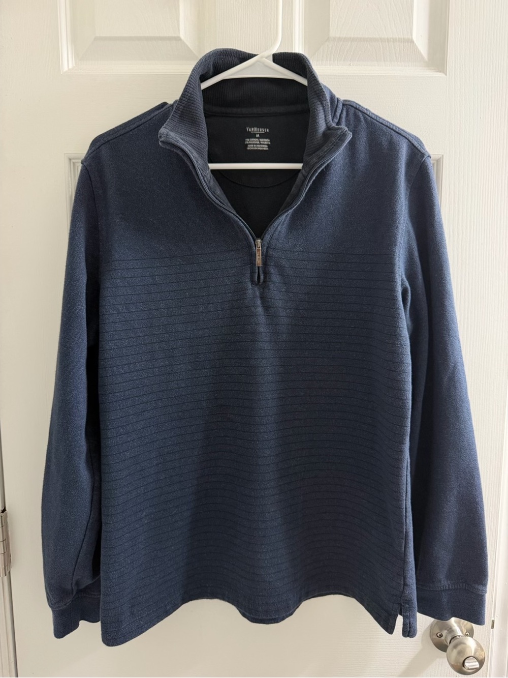 Van Hueson Navy Quarter-Zip Sweater -Medium M
